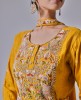 Yellow Dola Silk Slub Hand Embroidered Anarkali Suit 